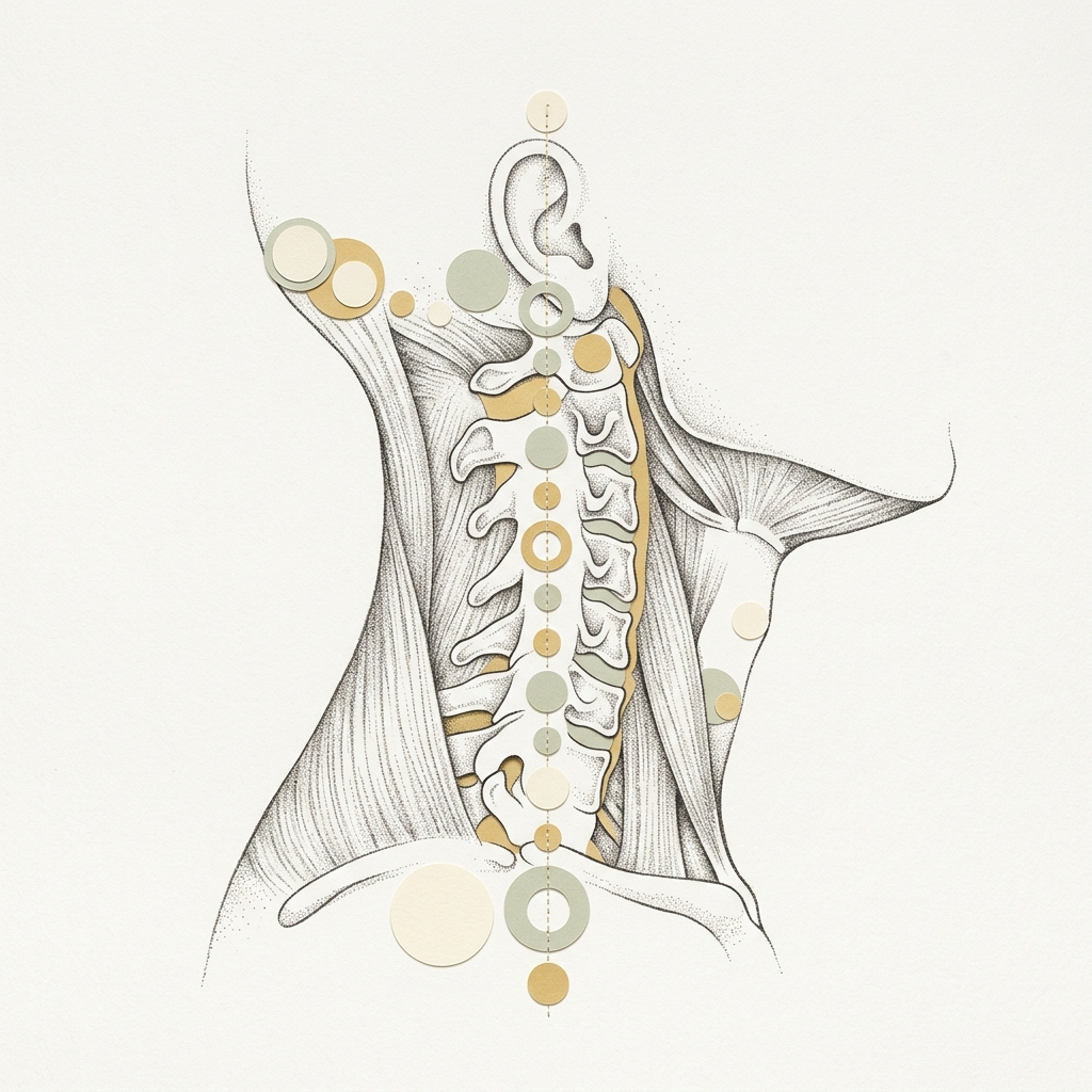 Greek standing posture cervical spine muscle vectors