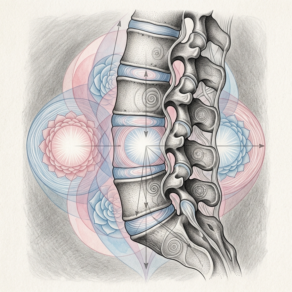 Healthy spinal column biomechanics and force transmission diagram
